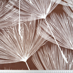 Cotton 100% white fans dandelions on brown background