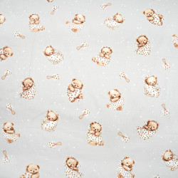 Cotton 100% teddy bears in diapers on a gray background