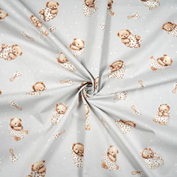 Cotton 100% teddy bears in diapers on a gray background