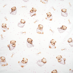 Cotton 100% teddy bears in diapers on a white background