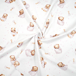 Cotton 100% teddy bears in diapers on a white background