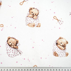 Cotton 100% teddy bears in diapers on a white background