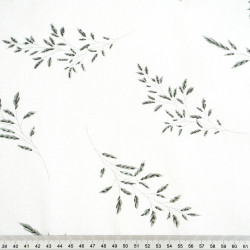 Cotton 100% leaves and twigs gray on white background