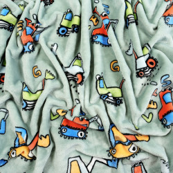 Soft fleece Plus excavators on a gray mint background