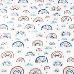 Cotton colorful rainbows on a white background