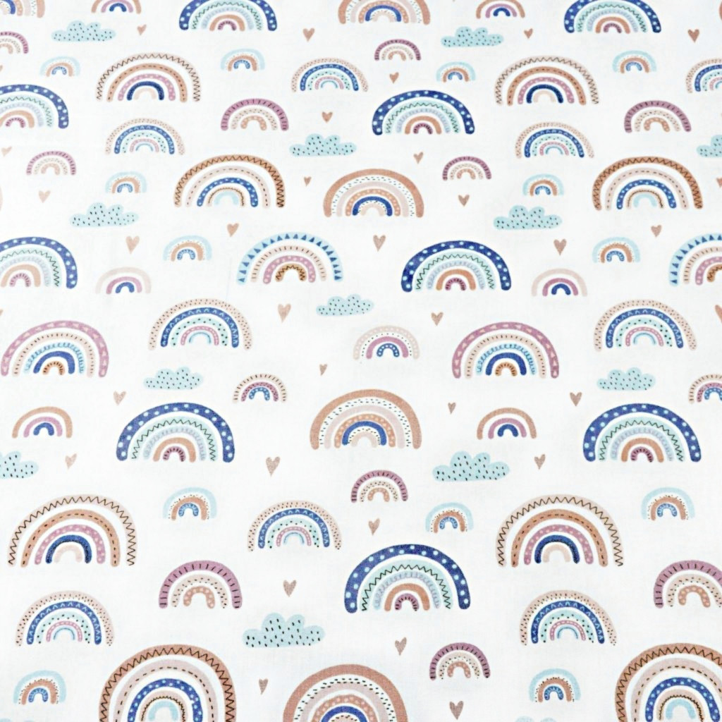 Cotton colorful rainbows on a white background