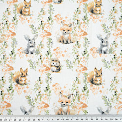 Cotton 100% ginger gray animals with twigs