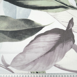 Cotton 100% large purple mint leaves on white background