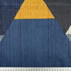 Cotton Large Gray and Blue Mustard Triangles
