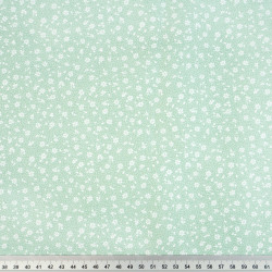 Cotton MINI white meadow with dots on sage background