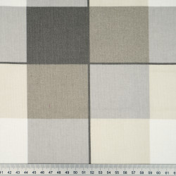 Cotton Fabric Large Check Beige & Gray