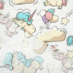 Flannel Unicorns with Balloons on a White Background