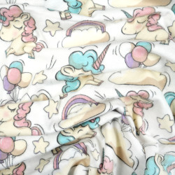 Flannel Unicorns with Balloons on a White Background