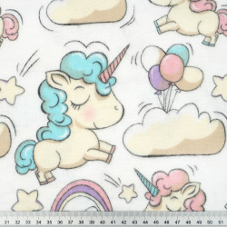 Flannel Unicorns with Balloons on a White Background