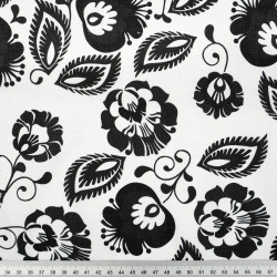 Cotton black folk pattern on white background