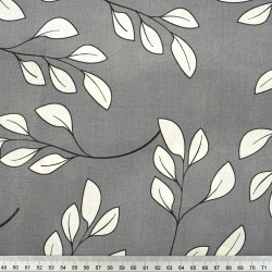 Cotton Fabric Ecru Branches on a Gray Background - 220 cm