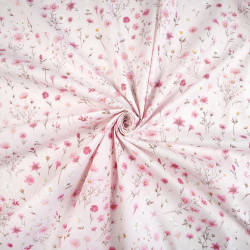 Cotton Fabric Wildflower Mix on a Pink Background