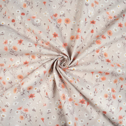 Cotton Fabric Wildflower Mix on a Beige Background