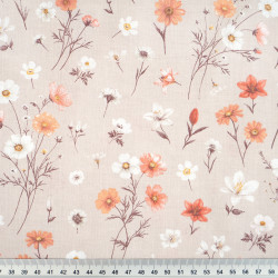 Cotton Fabric Wildflower Mix on a Beige Background