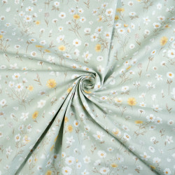 Cotton Fabric Wildflower Mix on a Mint Background