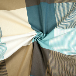 Cotton Fabric Teal & Beige Large Check