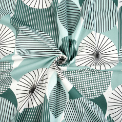 Cotton Fabric Sage Geometric Circles