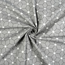 Cotton Fabric Geometric Cubes on a Gray Background