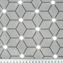 Cotton Fabric Geometric Cubes on a Gray Background