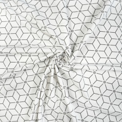 Bawełna 100% wzór geometryczny sześciany na białym tle