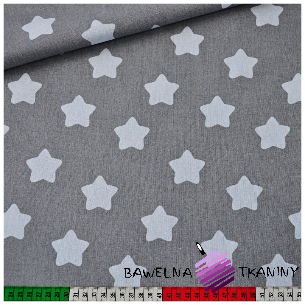 Cotton white gingerbread stars on gray background