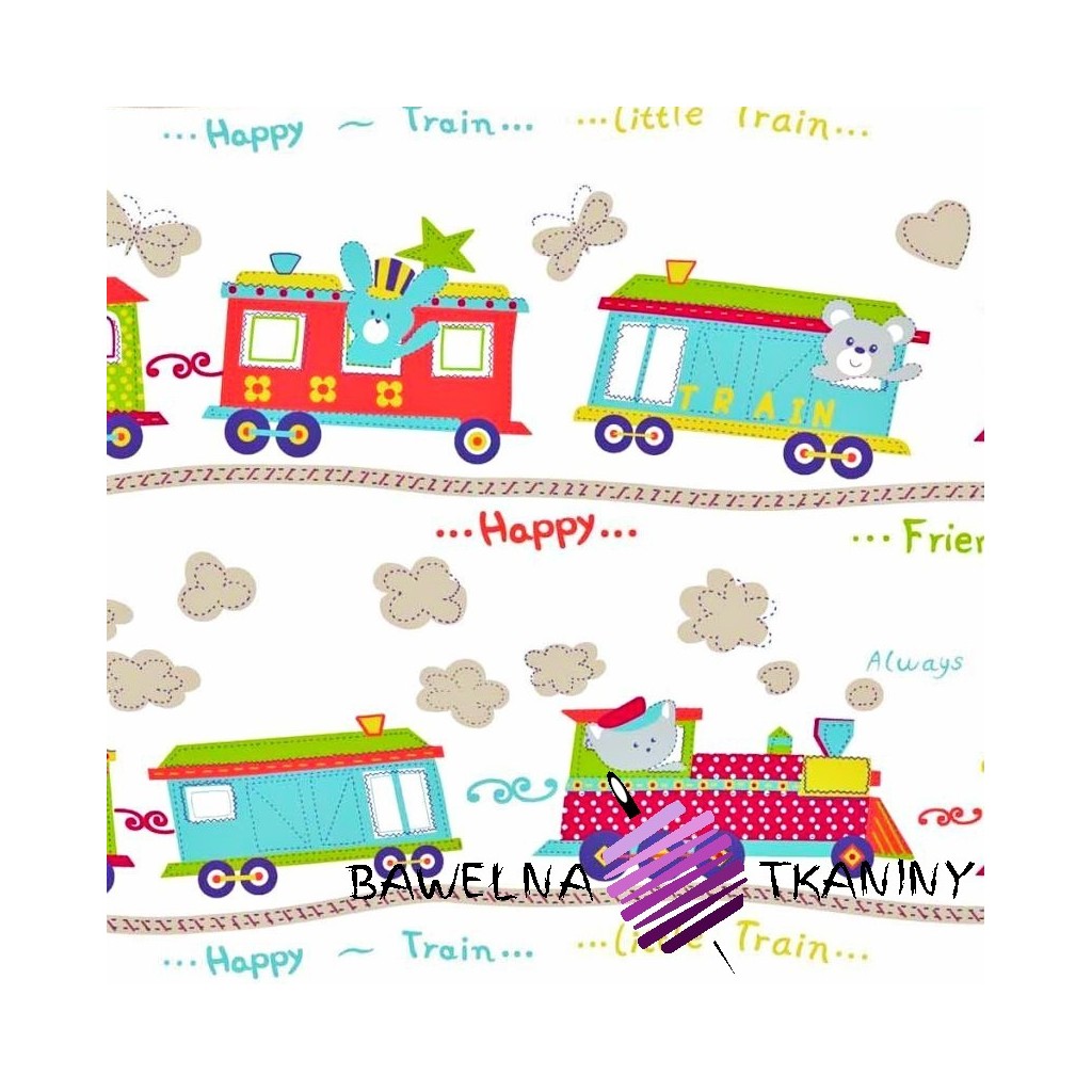 Cotton colorful choo-choo on white background