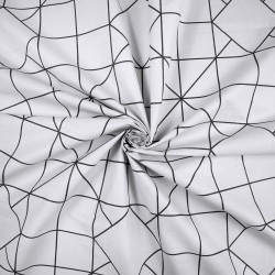 Bawełna 100% geometryczne kwadraty na jasnoszarym tle - 220cm