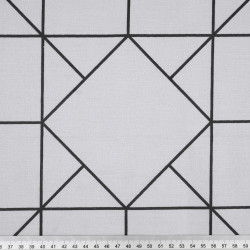 Bawełna 100% geometryczne kwadraty na jasnoszarym tle - 220cm