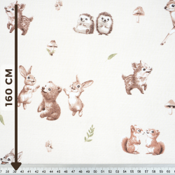 Cotton Fabric Happy Animals on a Beige Background