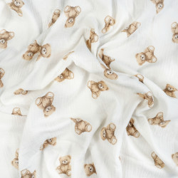Printed Double Gauze Muslin – Brown Teddy Bears