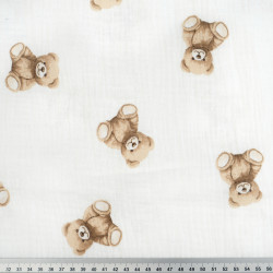 Printed Double Gauze Muslin – Brown Teddy Bears