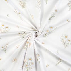 Cotton Fabric Chamomile Flowers on a White Background