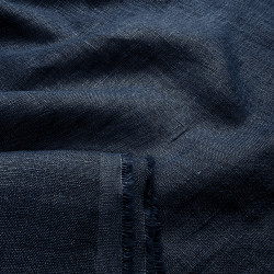 Dark Navy 100% Linen Stonewashed Apparel Fabric (999) - 190 gms