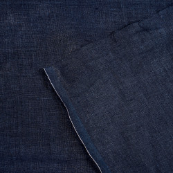 Dark Navy 100% Linen Stonewashed Apparel Fabric (999) - 190 gms
