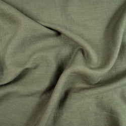 Khaki 100% Linen Stonewashed Apparel Fabric (594) - 190 gms