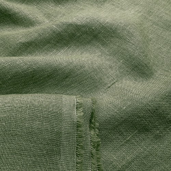 Khaki 100% Linen Stonewashed Apparel Fabric (594) - 190 gms