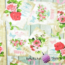 Bawełna kwiaty pocztówki na desce