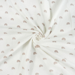 Printed Double Gauze Muslin – Brown Rainbow Print