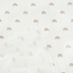Printed Double Gauze Muslin – Brown Rainbow Print