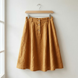 Pumpkin 100% Linen Stonewashed Apparel Fabric (1674) - 190 gms