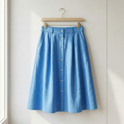 Blue 100% Linen Stonewashed Apparel Fabric (1318) - 190 gms