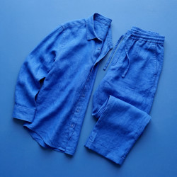 Len 100% Stonewashed ubraniowy szafirowy (1318) - 190g