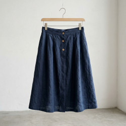 Dark Navy 100% Linen Stonewashed Apparel Fabric (999) - 190 gms