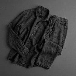 Len 100% Stonewashed ubraniowy czarny (147) - 190g