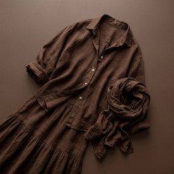 Len 100% Stonewashed ubraniowy brązowy (1420) - 190g